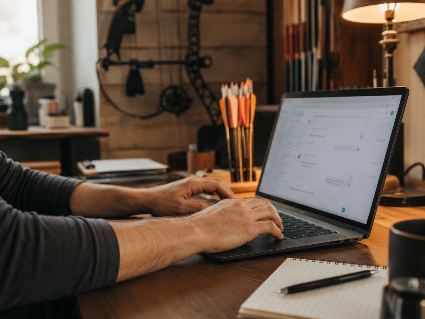 Customer support replying to a message on a laptop